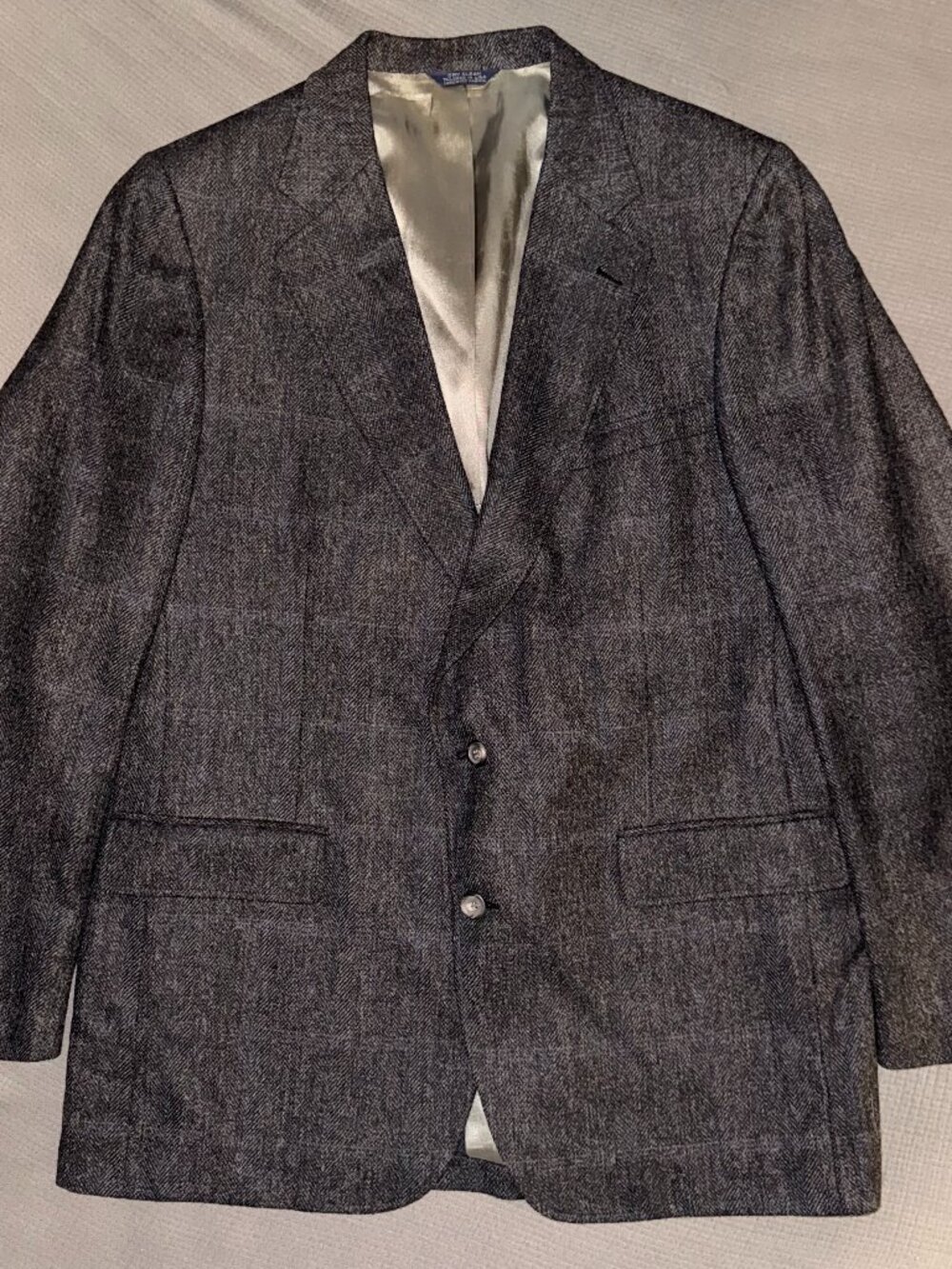 Vintage Cricketeer Herringbone Tweed Blazer Gray Blue Men's Sport Coat